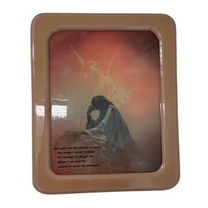 Jesus Praying Vintage 90s‎ Retro Wood Framed Picture